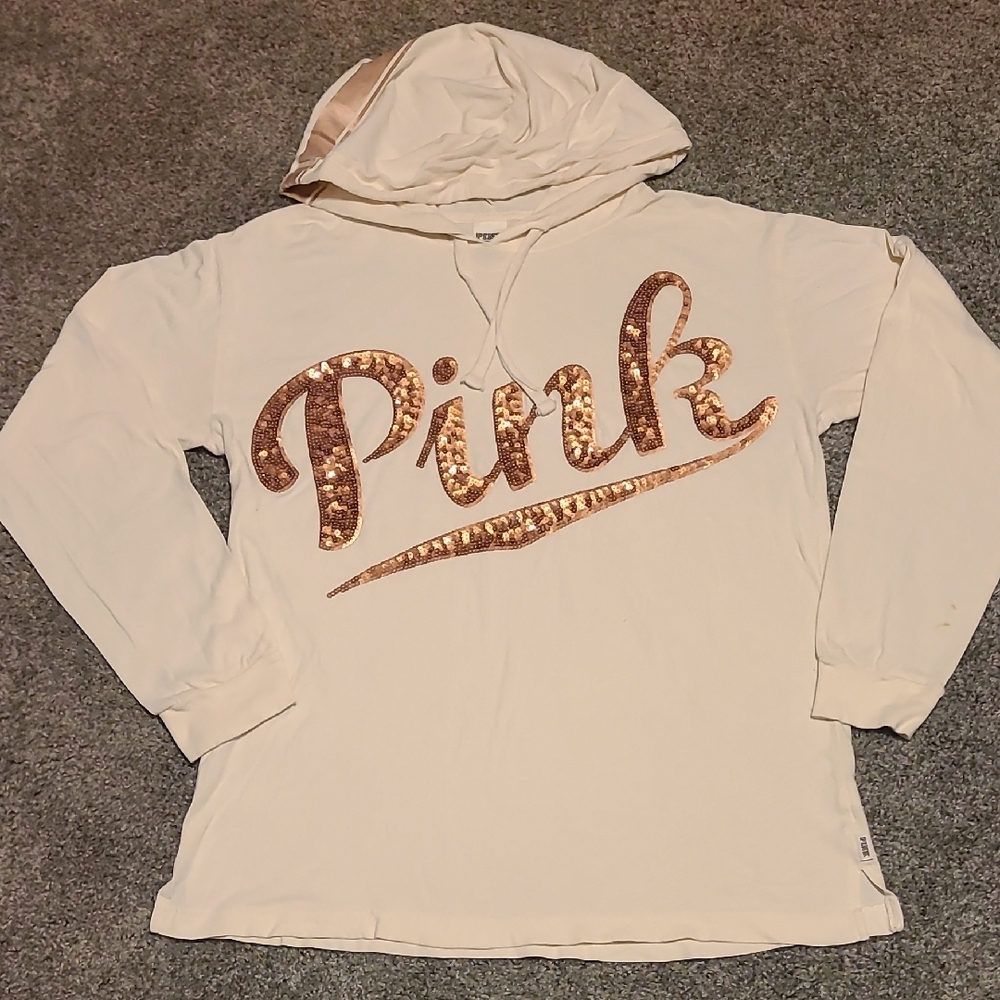 PINK Victoria's Secret Cream Hoodie and Tan Leggings Set - Picture 2 of 16